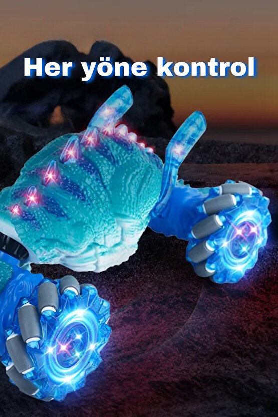 Oyuncak 4x4 2.4g Uzaktan Kumandalı Dinazor Akrobat Araba Bilekten Kontrol Şarjlı Çift Kumandalı