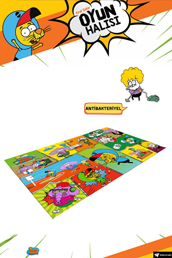 100 x 75 Cm Lisanslı Kral Şakir, Kaymaz ve Kolay Temizlenebilir Oyun Halısı - Antibakteriyel Halı