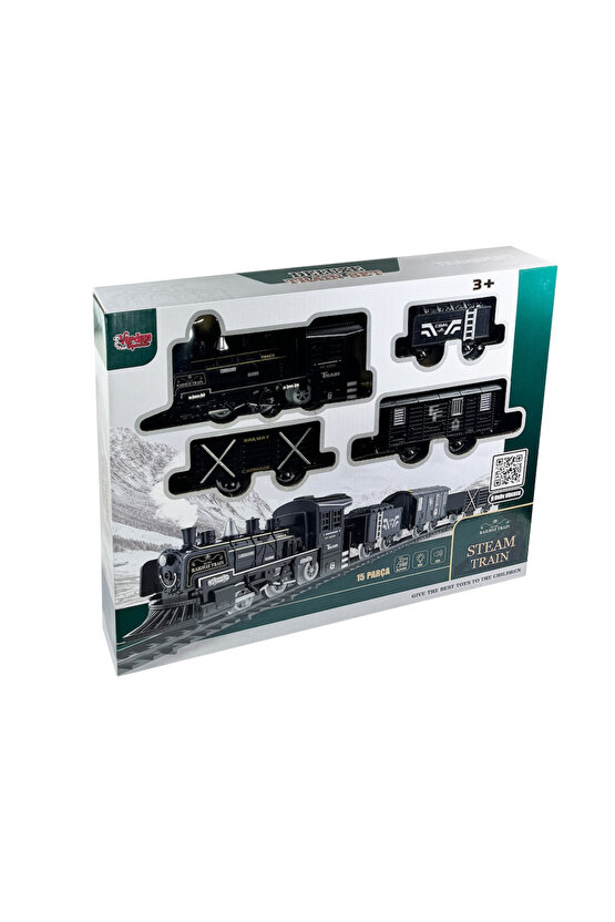 Oyuncak Sesli Işıklı Ve Buharlı Tren 15 Parça Oyun Buhar Atan Klasik Classic Sesli Tren 4 Vagonlu