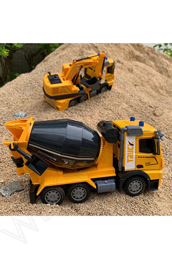 Oyuncak 2.4GHz Full Fonksiyon Uzaktan Kumandalı 1:12 Ölçek Işıklı ve Sesli Şarjlı Beton Mikseri