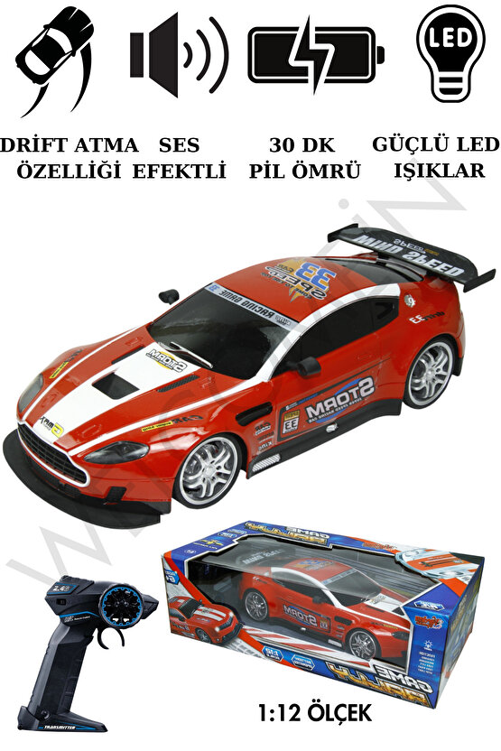 Oyuncak Kutulu Uzaktan Kumandalı Drift atabilen Full Fonksiyon Şarjlı Işıklı 1:12 Ralli Arabası