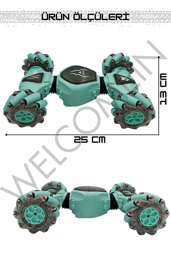 Oyuncak 2.4 GHz Bilekten ve Uzaktan Kumandalı Işıklı 4X4 Çift Kumandalı Akrobat Araba
