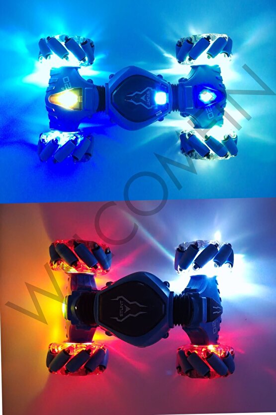 Oyuncak 2.4 GHz Bilekten ve Uzaktan Kumandalı Işıklı 4X4 Çift Kumandalı Akrobat Araba