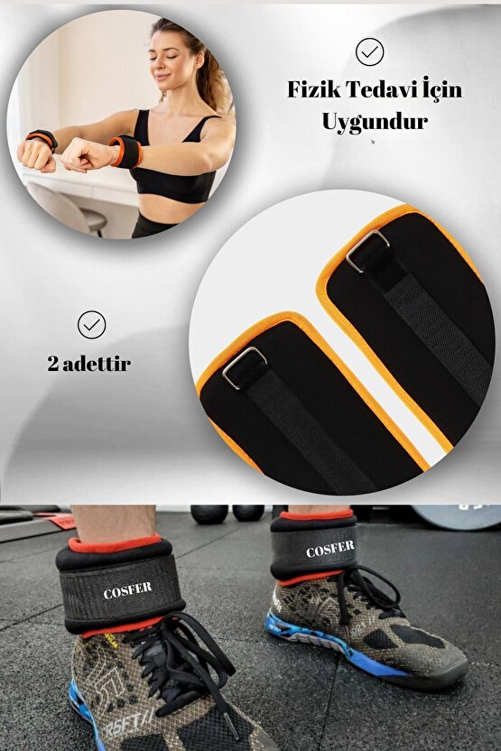 Neopren 0,5kg 0,25x2 Adet El Ve Ayak Ağırlığı Bileklik Fitness Kardiyo Koşu Fizik Tedavi