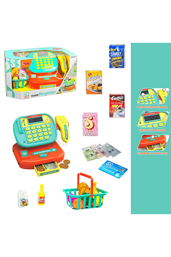 Vardem Aksesuarlı Işıklı, Hesap Makinalı Yazarkasa 29 Parça