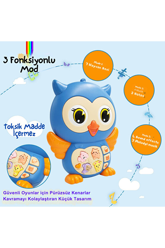 Bebekler için Oyuncak Işıklı ve Müzikli Baykuş Bebek Piyanosu