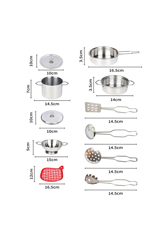 Oyuncak 11 Parça Metal Emaye Tencere Ve Tava Seti Paslanmaz Tava