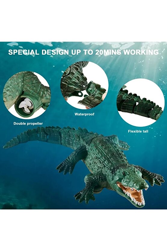 Uzaktan Kumandalı Full Fonksiyon 2.4G Şarjlı Yüzen Timsah