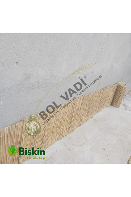 20cm x 2.5 Metre Bambu Kamış Hasır Çit, Misina İpli Doğal Dekorasyon, Balkon ve Bahçe Çiti