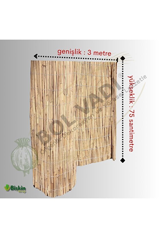 75cm X 300cm Afyonkarahisardan Misina Ipli Doğal Bambu Kamış Çit,bahçe Çiti,hasır Çit, Gölgelik