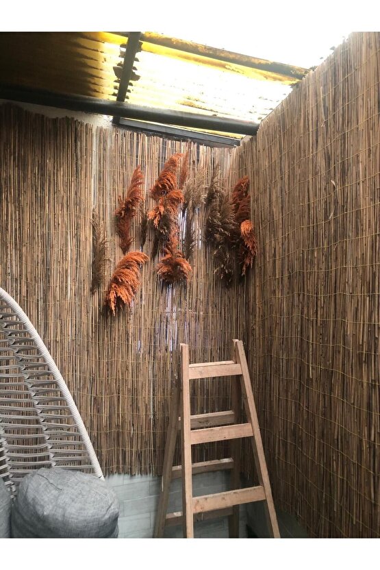 60CM X 2.5M Misina Ipli Doğal Bambu Kamış Çit,bahçe Çiti,balon Çiti,hasır Çit, Gölgelik