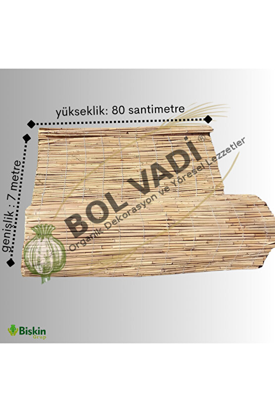 80cm X 7m Afyonkarahisardan Misina Ipli Doğal Bambu Kamış Çit,bahçe Çiti,hasır Çit, Gölgelik