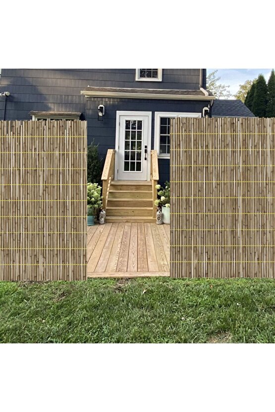 Biskin Doğal Hasır Kamış Çit Misina Örgülü 2x5 Ölçülerinde