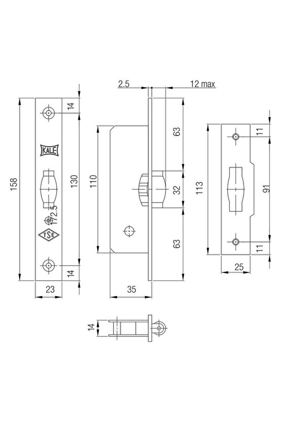 Çarpma Kapı Kilidi 155 B Serisi Makaralı Köşeli