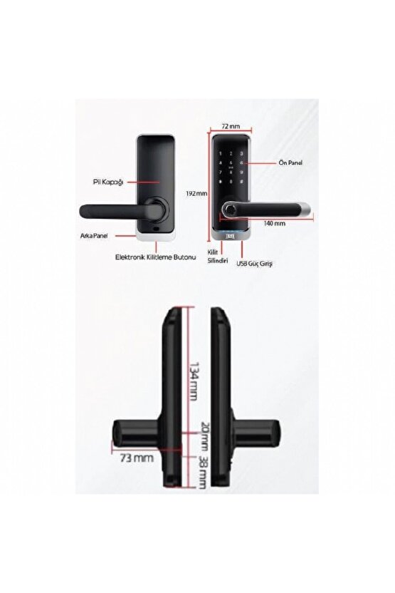 KD050-50-225 Parmak İzli ve Şifreli Akıllı Kilit
