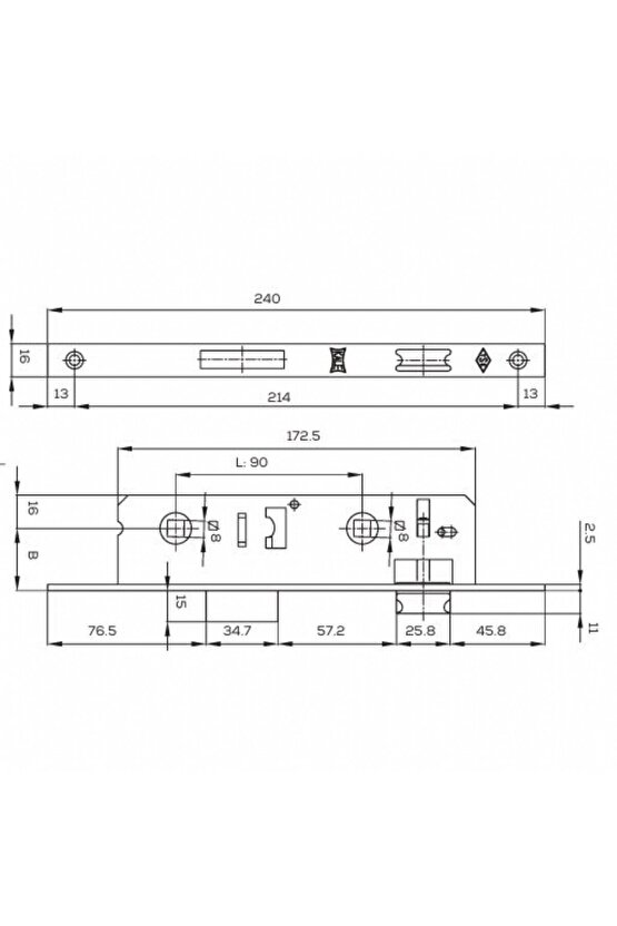 PVC WC Kapı Kilidi 35 mm 269
