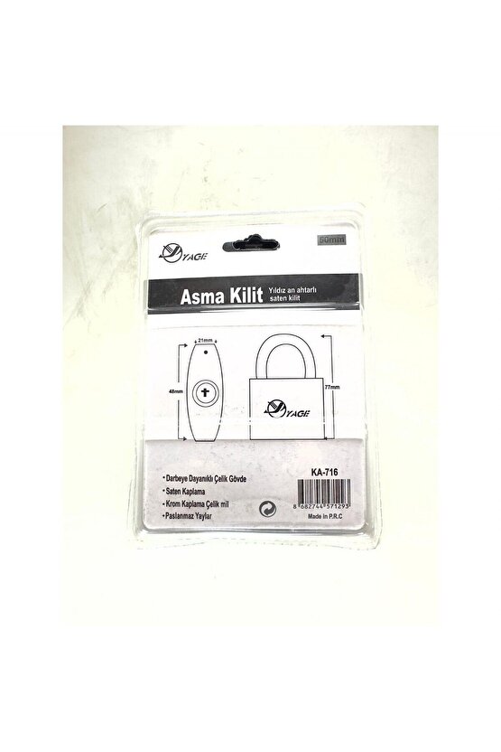 Asma Kilit 50 mm Çivi Fiam Anahtarlı