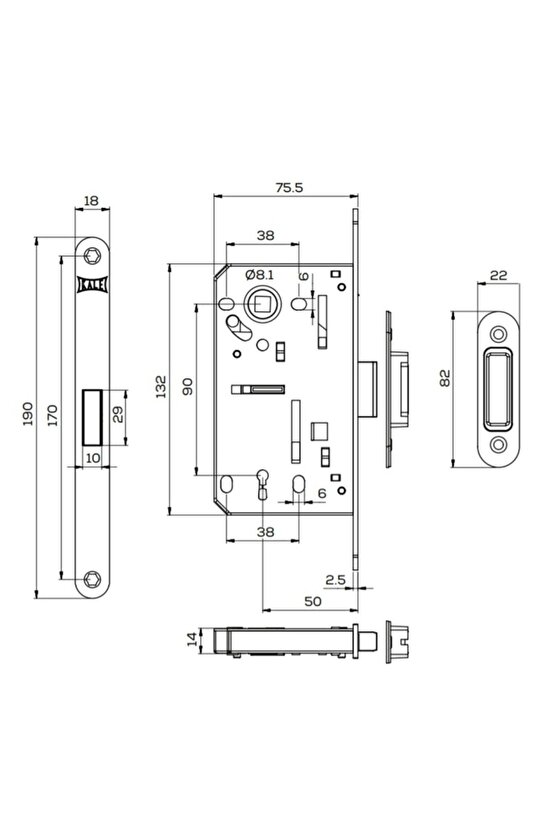231nn Oda Kilidi 50mm Nikel Oval Mıknatıslı
