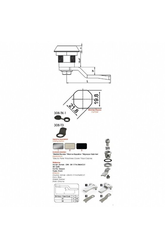Sermak Yaylı Pano Kilidi 308 3
