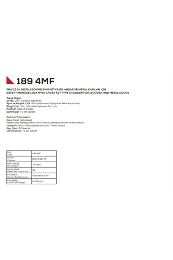 189 4m F Emniyet Kilidi Fiam 52mm-nikel