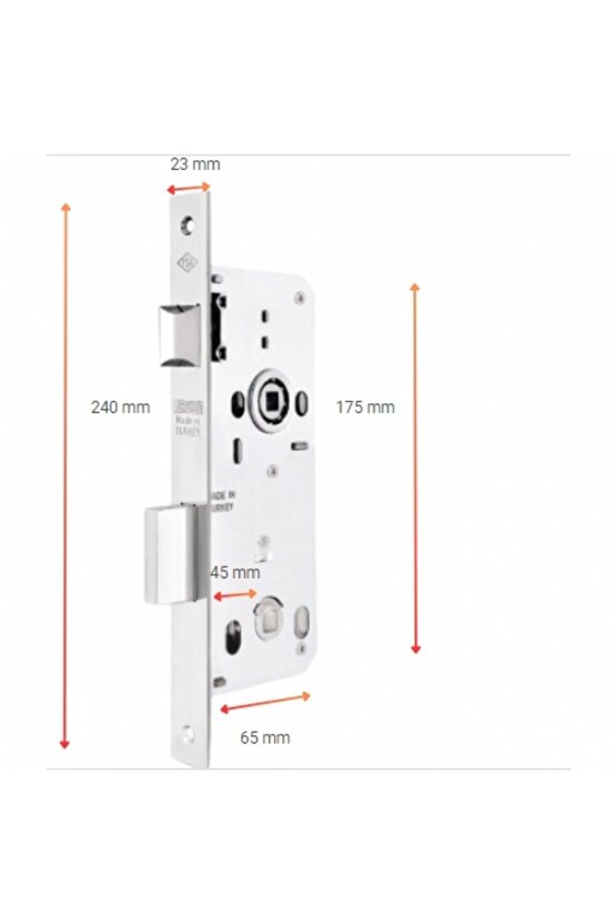 Gömme Kilit WC Kare 23 Mm Aynalı 45 Mm