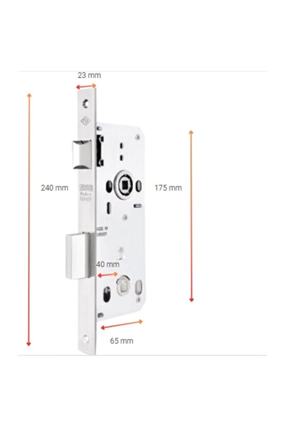 Gömme Kilit WC Kare 23 Mm Aynalı 40 Mm