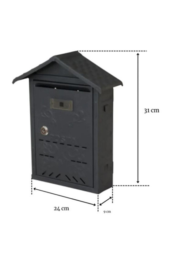 Akşan Çatılı Posta Kutusu Siyah