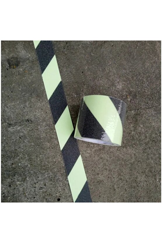 Fosforlu Kaydırmaz Bant 5cmx5m Çapraz Yeşil Fosforlu Merdiven Bandı 50mm