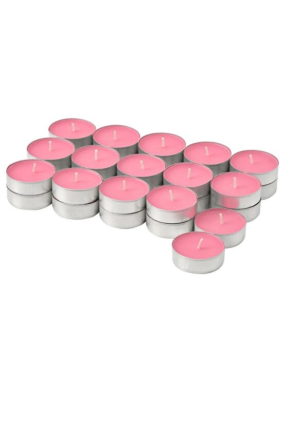 Blodbok Tealight Mum, Parlak Pembe, 3.5 Saat Çilek Kokulu 30lu