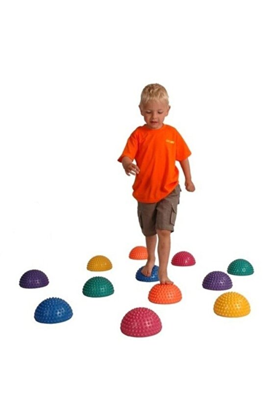 Adım Denge Nehir Taşları Dikenli Duyusal Denge Yarım Top 6 Lı Set