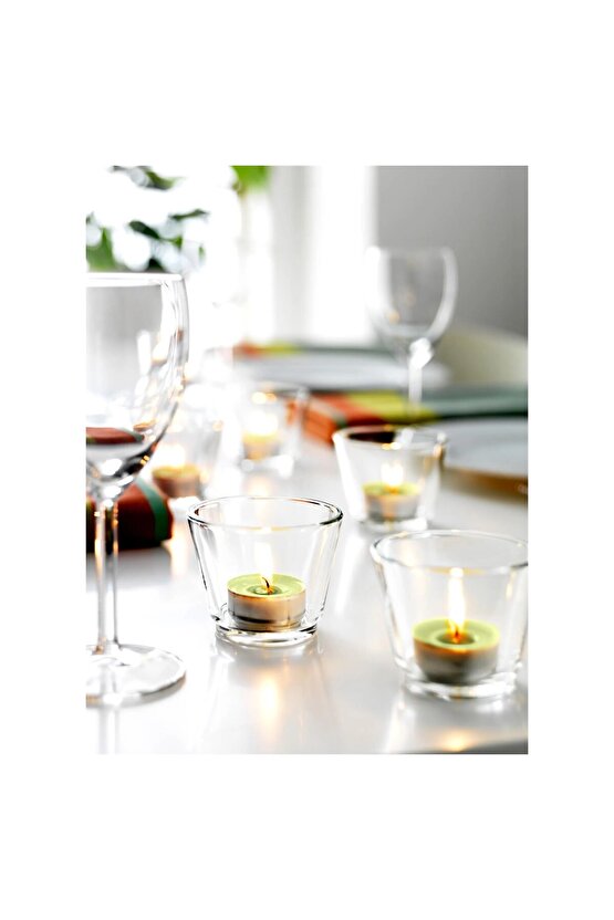 8li Set Tealight Mumluk Yükseklik: 6 Cm İkea 8 Adet Cam Tealiht Mum Kabı Şeffaf