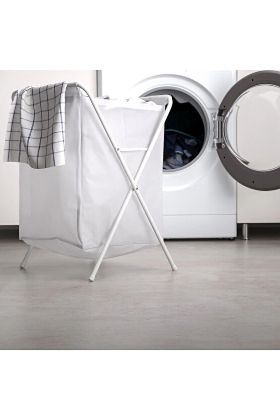 Ayaklı Çamaşır Sepeti Yükseklik: 60 cm Genişlik: 43 cm İkea Katlanabilir Kirli Sepeti Hacim: 50 Lt