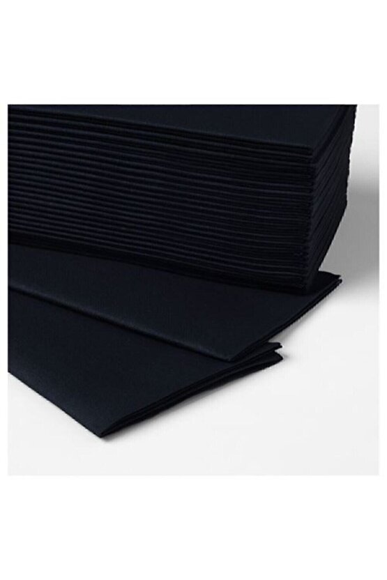 Siyah Mottaga Peçete 38x38 Cm 25 Adet Cepli Peçete Davet Sunum Peçetesi