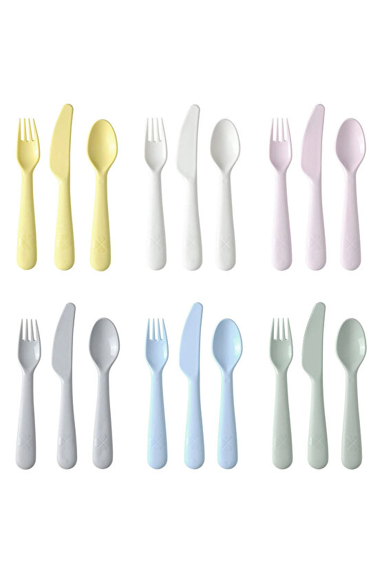 pastel tonlarında çocuk yemek takımı 36 Parça
