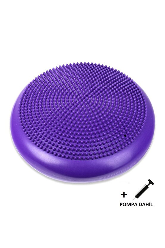 Dikenli Havalı Denge Minderi Mor Tırtıklı Denge Pedi 35 Cm(POMPA DAHİL)