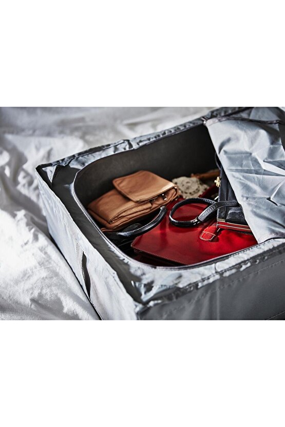 Katlanabilir Saklama Kutusu Hurç Ölçü 69x55x19 Cm MeridyenDukkan Gri-Düzenleme Kutusu