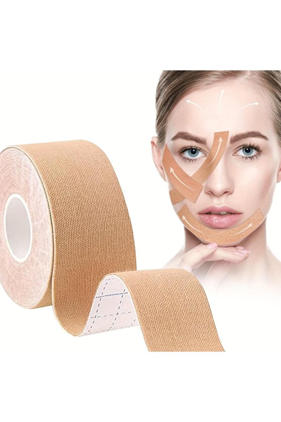 Yüz Germe Estetik Kırışıklık Giderme Beauty Cottontape Yüz Bant 5m X 2.5cm 2 ADET