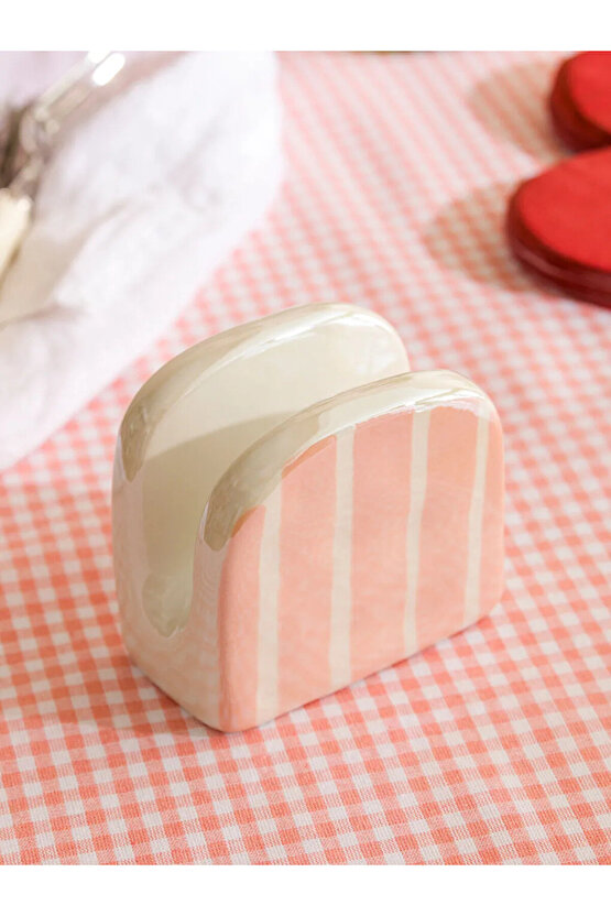 LCW HOME Pembe Fiyonk Detaylı Seramik Peçetelik 10 Cm