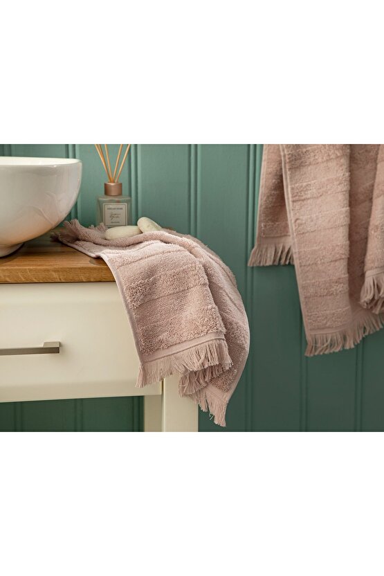 Adorn Pamuklu Püsküllü El Havlusu 30x40 Cm Nude