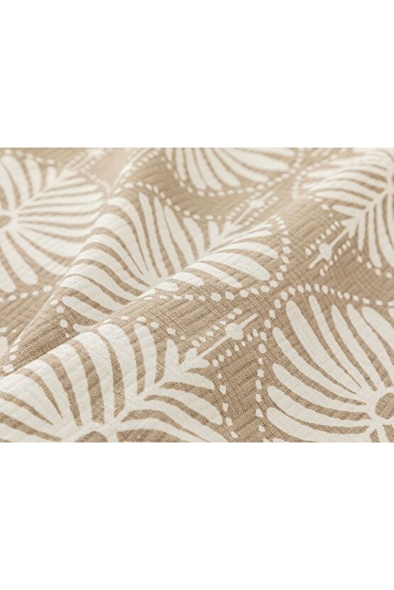 Baskılı Tek Kişilik Pike 150x220 cm Bej