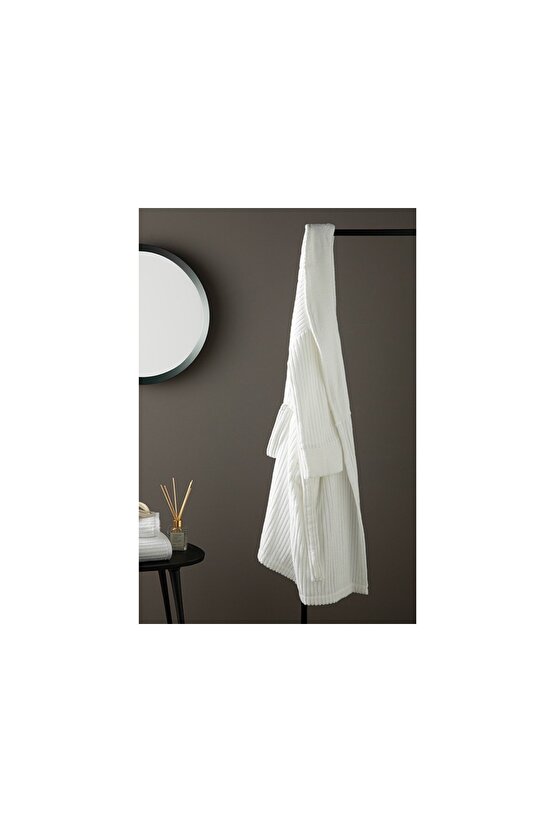 Stripe Pamuk Bornoz L-xl Beyaz