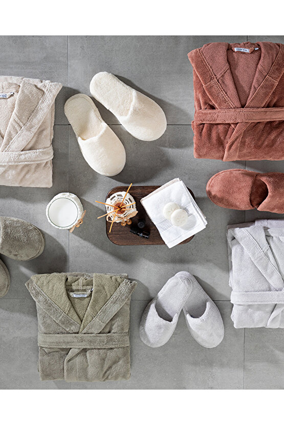 Softy Triga %100 Pamuklu Bornoz Bej