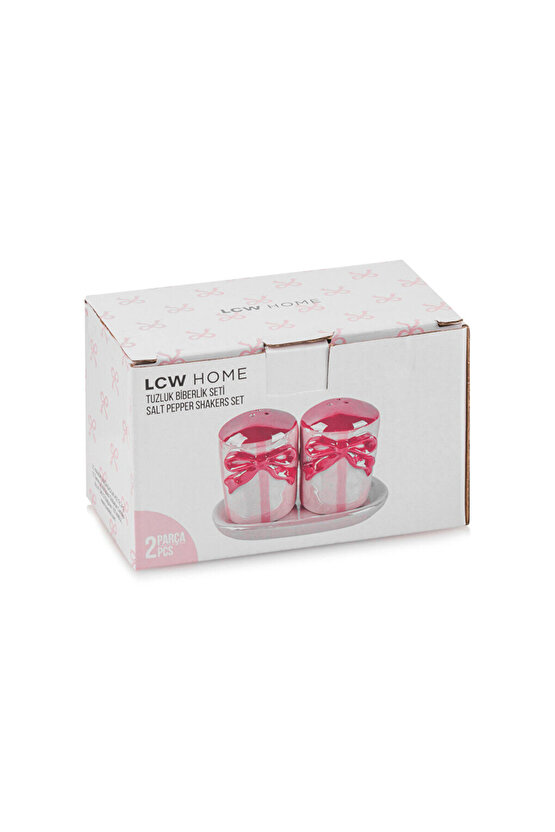 LCW HOME Pembe Fiyonk Baskılı Seramik Tuzluk Ve Biberlik