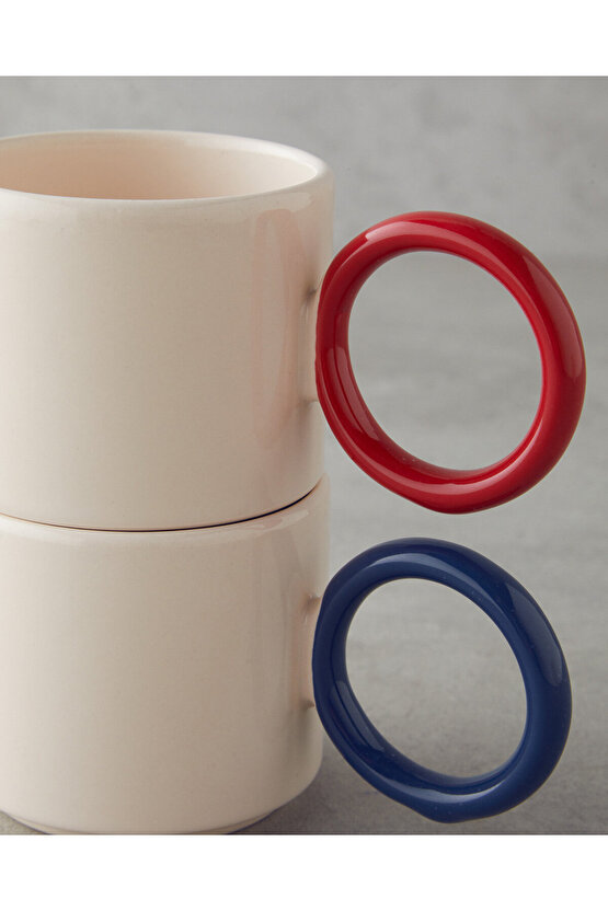 Twin Halo Seramik 2li Kupa 184 ml Kırmızı - Lacivert