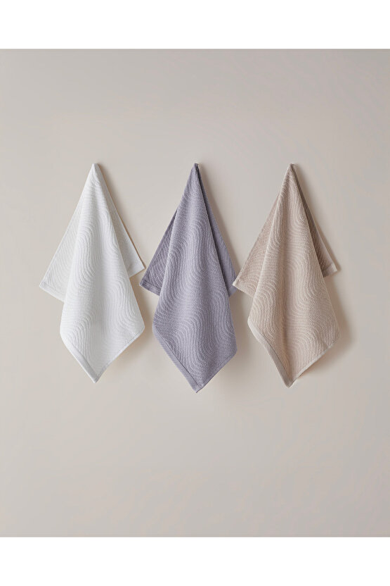 Wave Pamuk Yüz Havlusu 50x70 cm Ekru