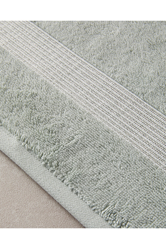 Shiny Stripe Pamuklu Yüz Havlusu Seti Su Yeşili