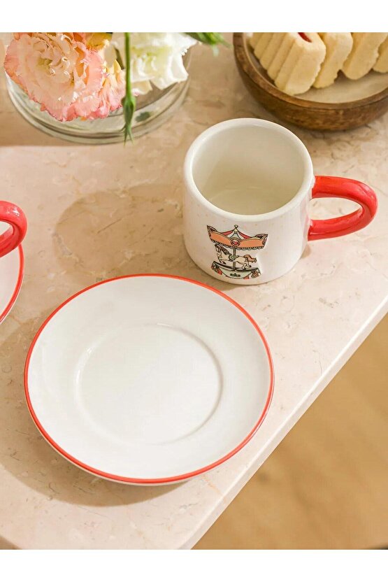 LCW HOME Karişik Baskılı İki Kişilik Seramik Kahve Fincan Takımı 100 ml (W5)