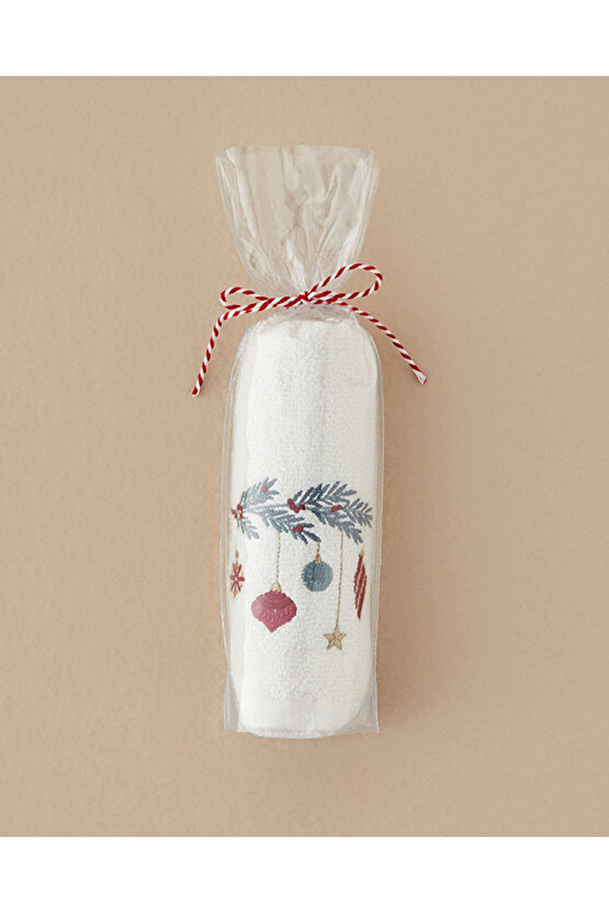 Jolly Cheers Pamuklu Nakışlı El Havlusu Ekru