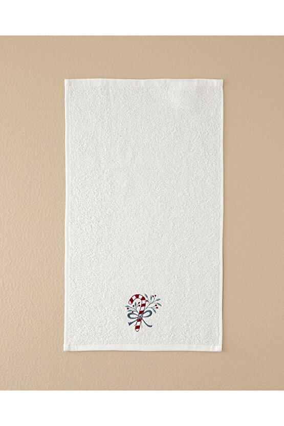 Candy Stick Pamuklu Nakışlı El Havlusu Ekru