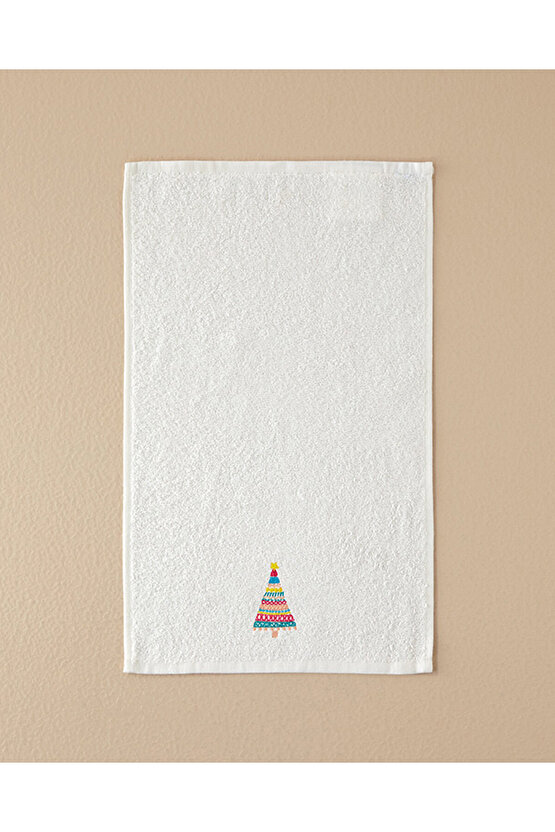 Colour Pine Pamuklu Nakışlı El Havlusu Ekru